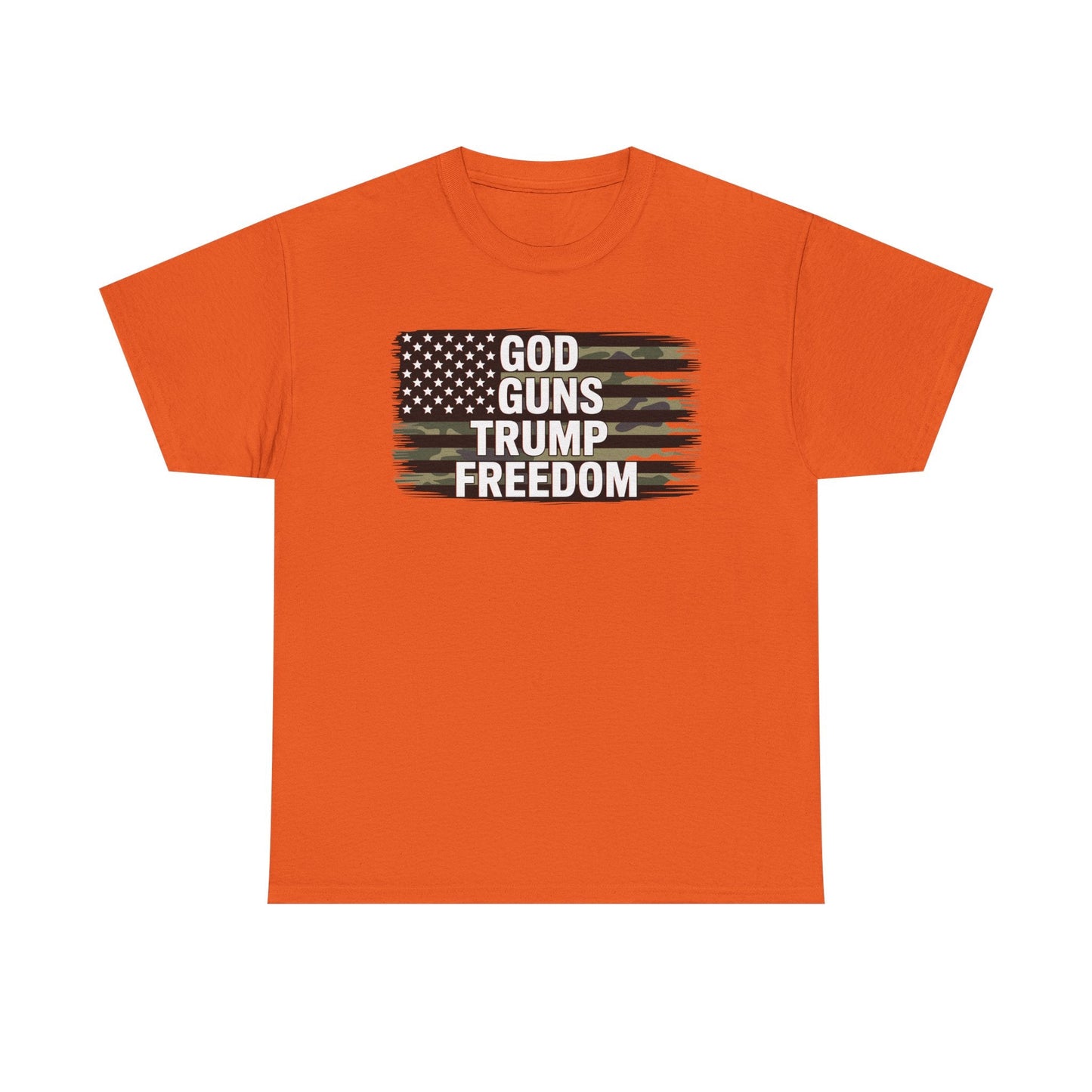 God Guns Trump Freedom Funny Camouflage Pro Gun USA Flag T-Shirt
