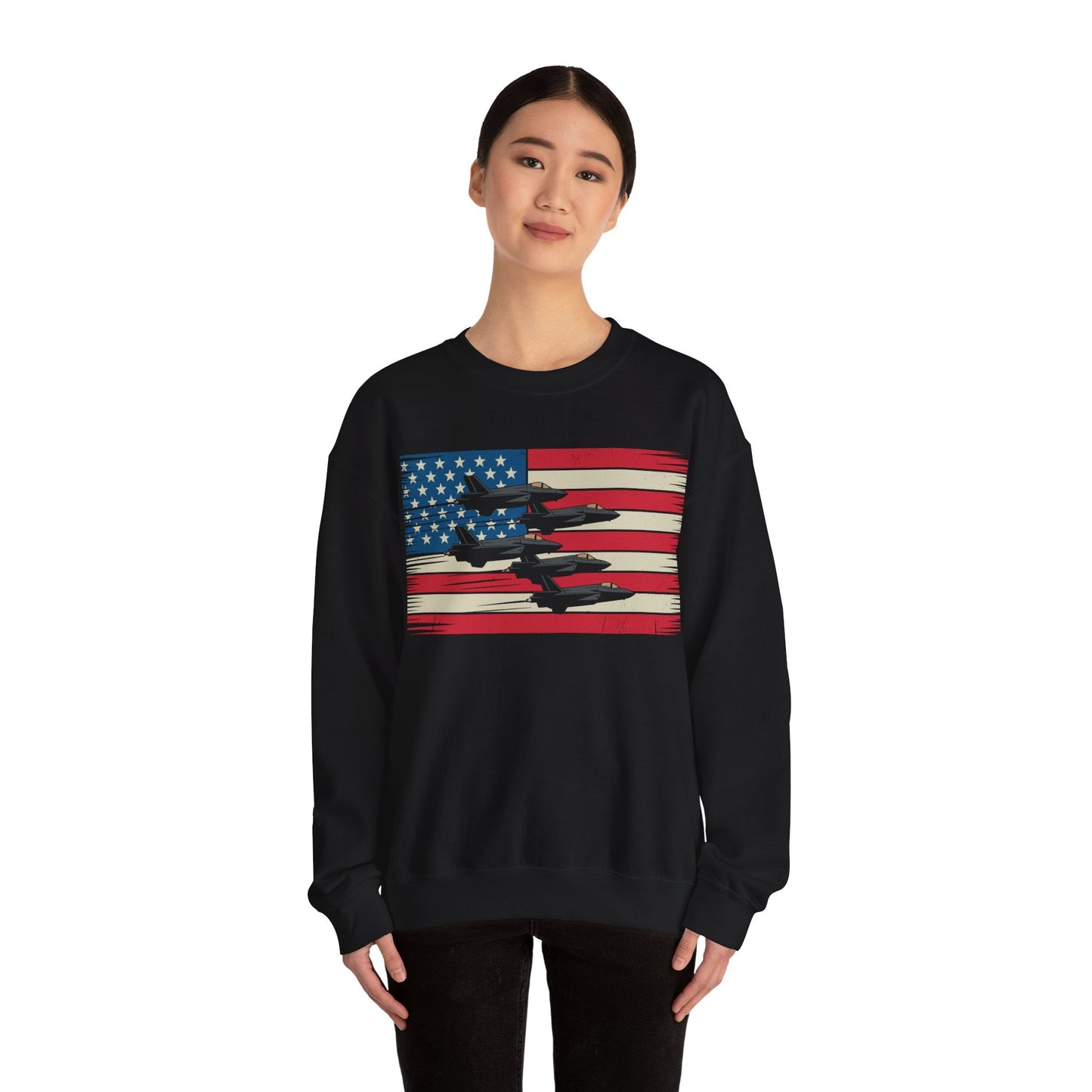 Vintage American Flag USA Fighter Jets 4th of July Patriotic Sweatshirt