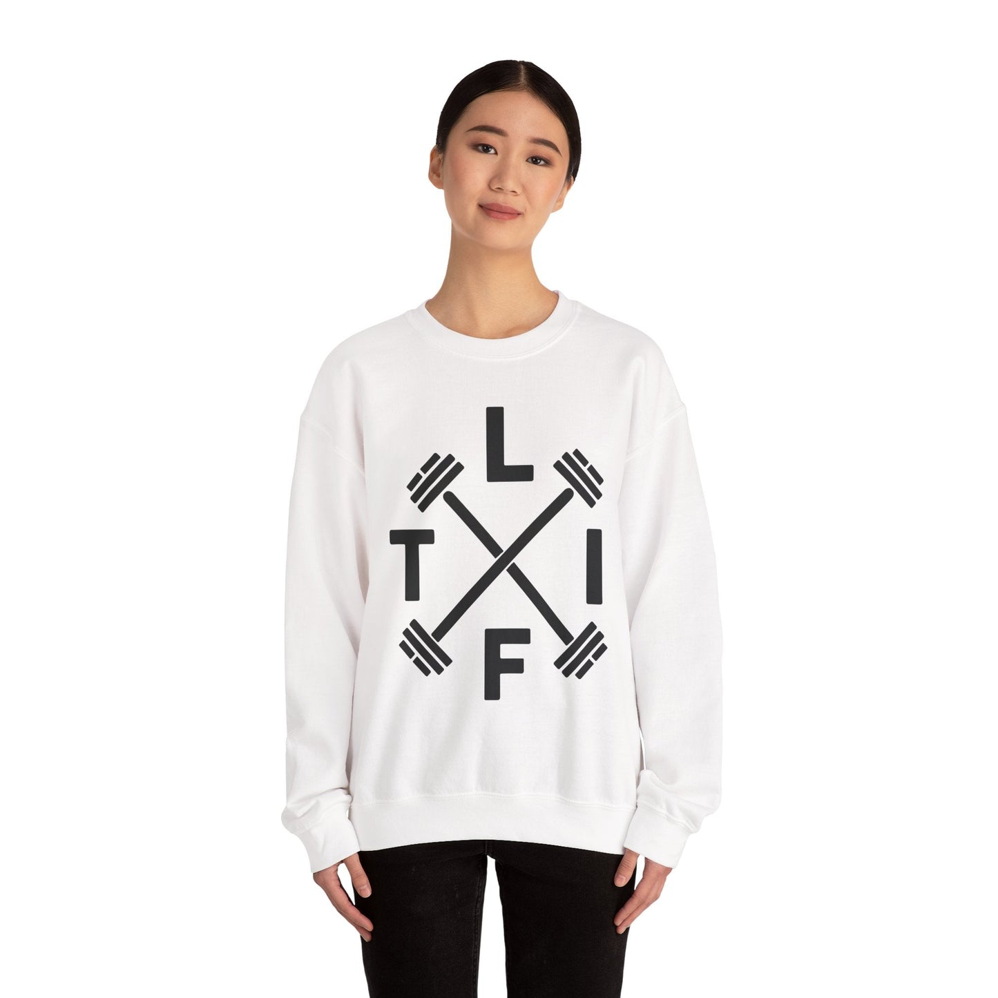 LIFT Weightlifting Fitness Barbells Crossed Circle Sweatshirt