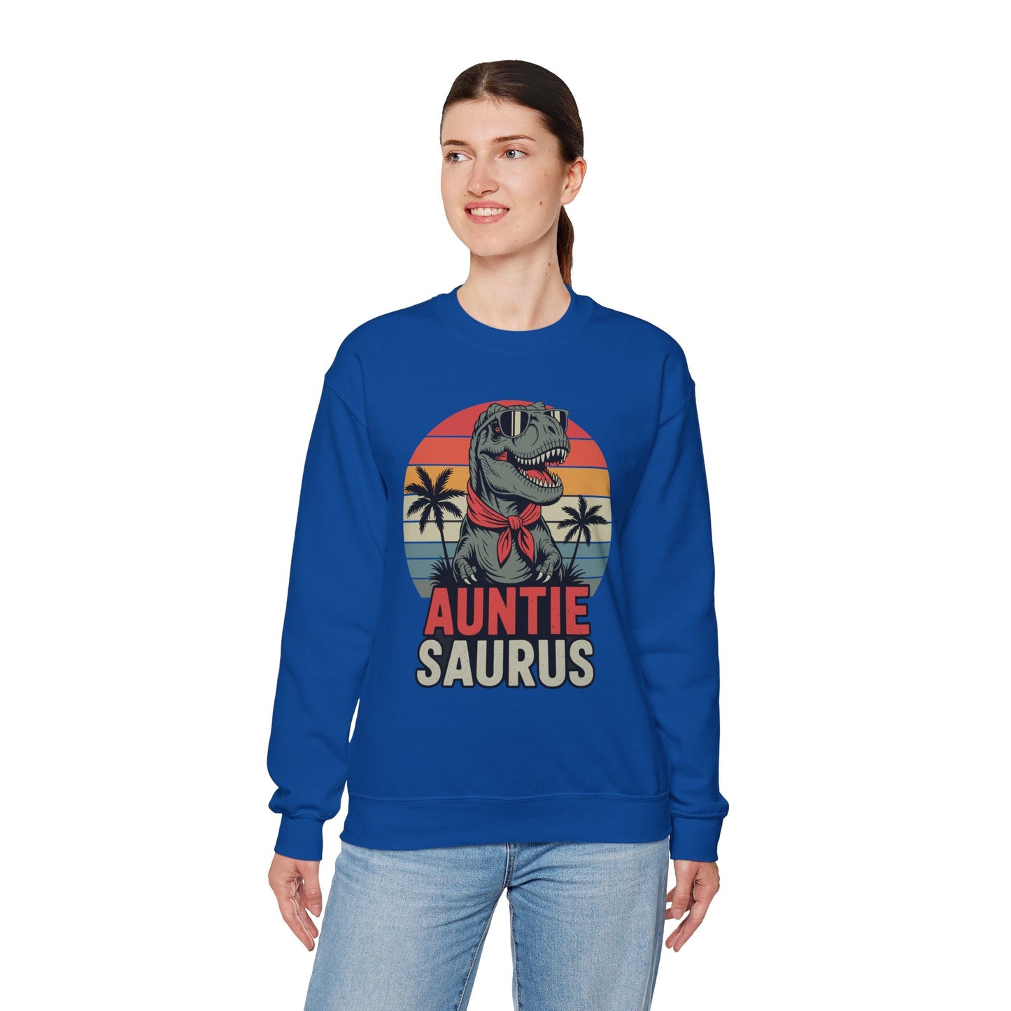 Auntiesaurus T Rex Dinosaur Auntie Saurus Family Matching Sweatshirt