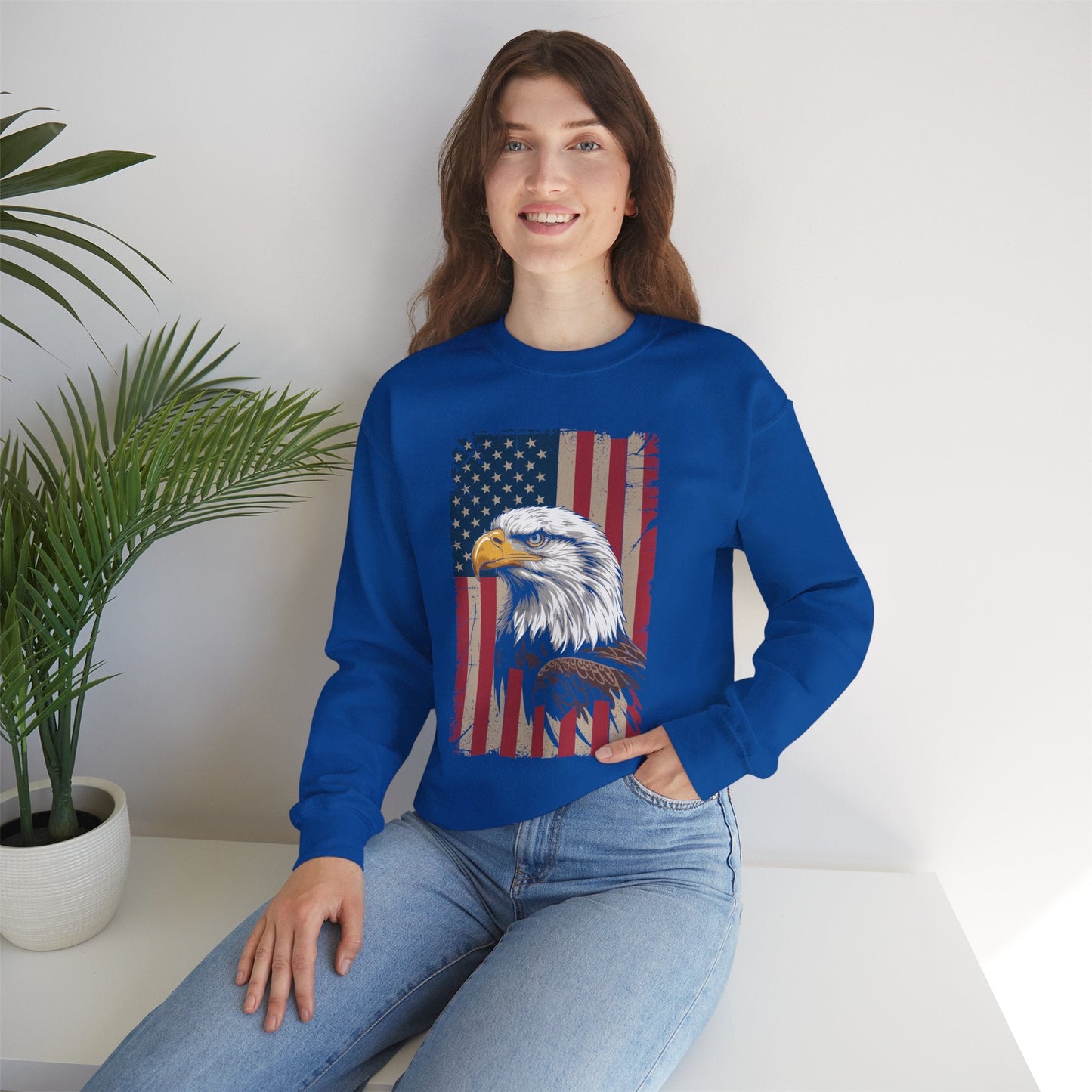 American Flag Bald Eagle Patriotic Red White Blue Sweatshirt