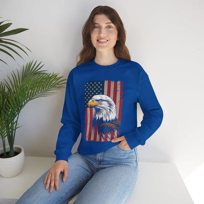 American Flag Bald Eagle Patriotic Red White Blue Sweatshirt