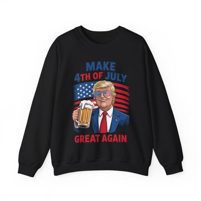 Trump Make 4th of July Great Again Men Drinking Beer Funny Sweatshirt