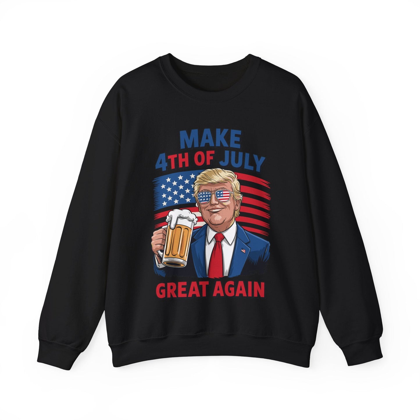 Funny Trump Make 4th Of July Great Again Drinking Beer Sweatshirt