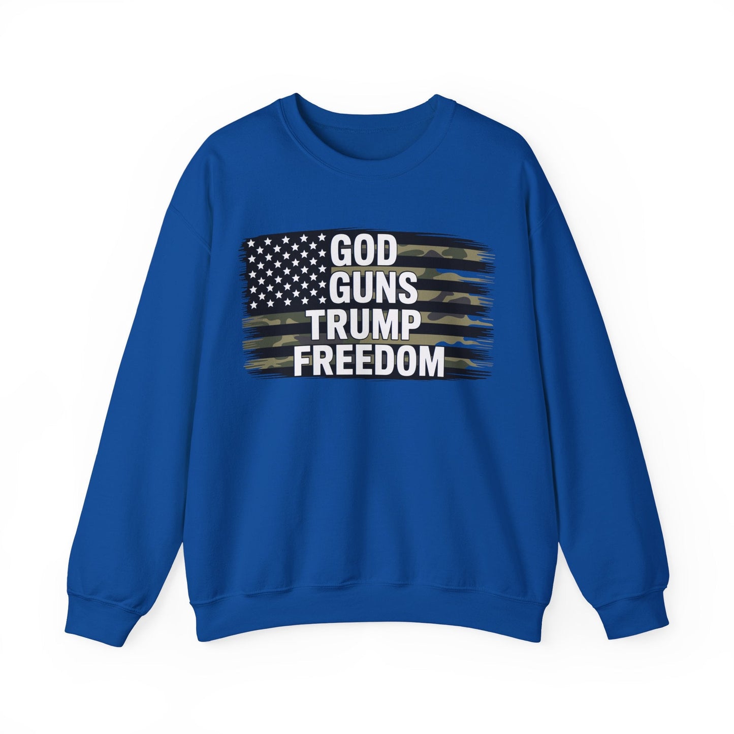 God Guns Trump Freedom Funny Camouflage Pro Gun USA Flag Sweatshirt