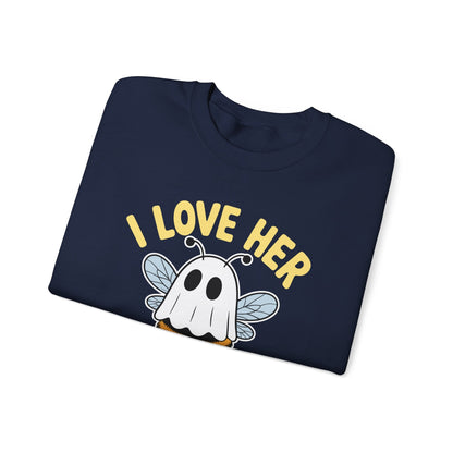 I Love Her Boo Bees Couples Halloween Adult Costume His Men Sweatshirt