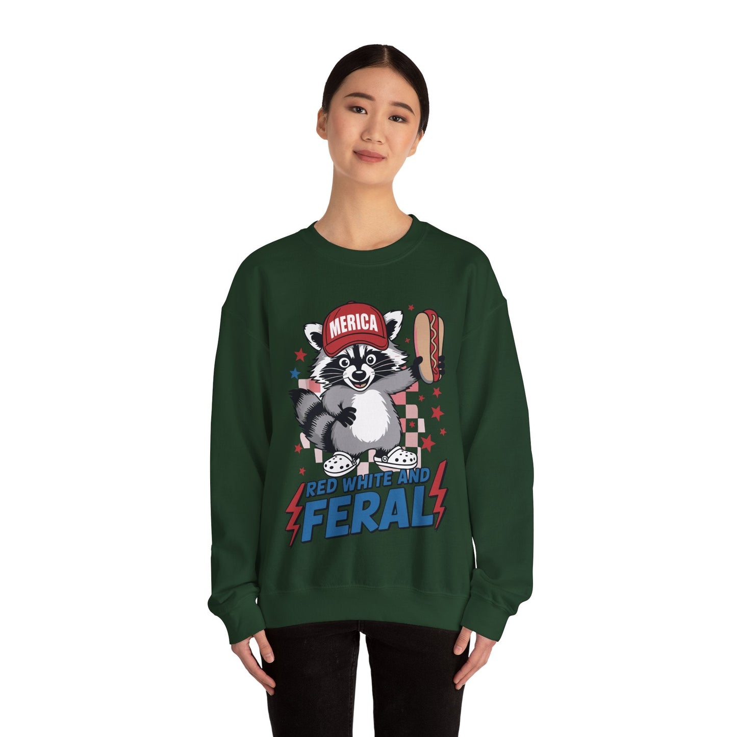 Red White And Feral Raccoon 4th of July Saying Meme Sweatshirt