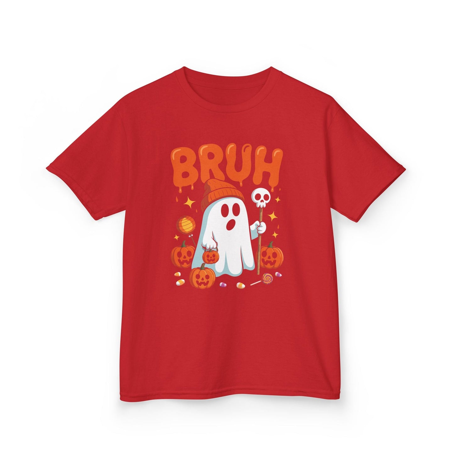 Bruh Ghost Halloween Cute Ghost Trick Or Treat Candy Kids T-Shirt