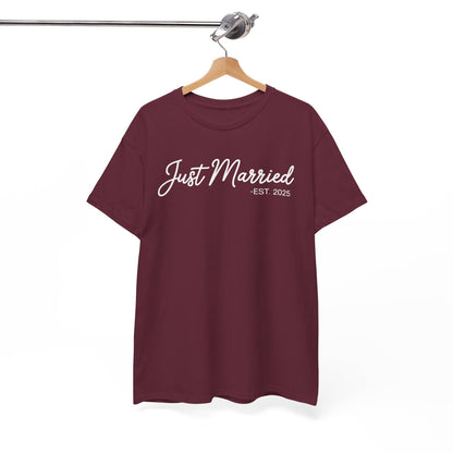 Just Married 2025 Honeymoon Wedding Couples Fiancee T-Shirt