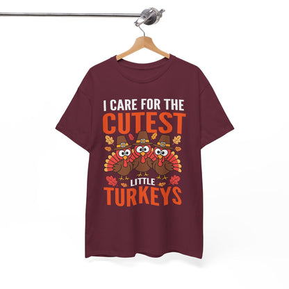 Care For Little Turkeys Nurse Fall Thanksgiving Scrub Top T-Shirt