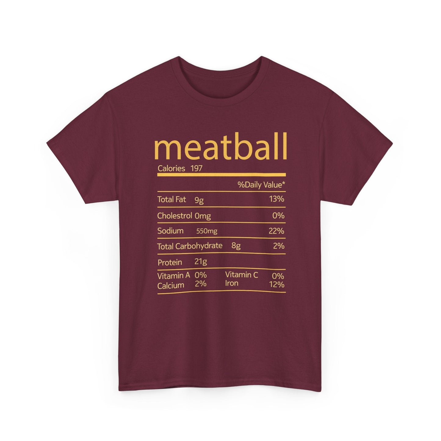 Meatball Nutrition Facts Funny Thanksgiving Christmas T-Shirt