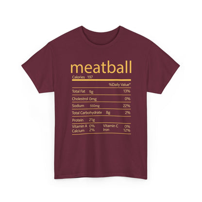 Meatball Nutrition Facts Funny Thanksgiving Christmas T-Shirt