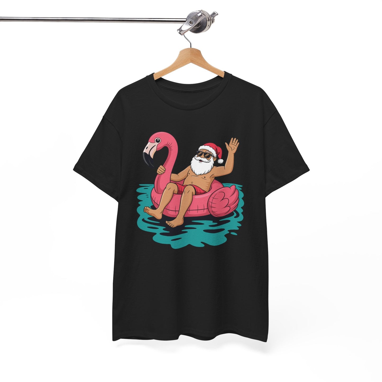 Santa Flamingo Floatie Funny Christmas In July Summer Xmas T-Shirt