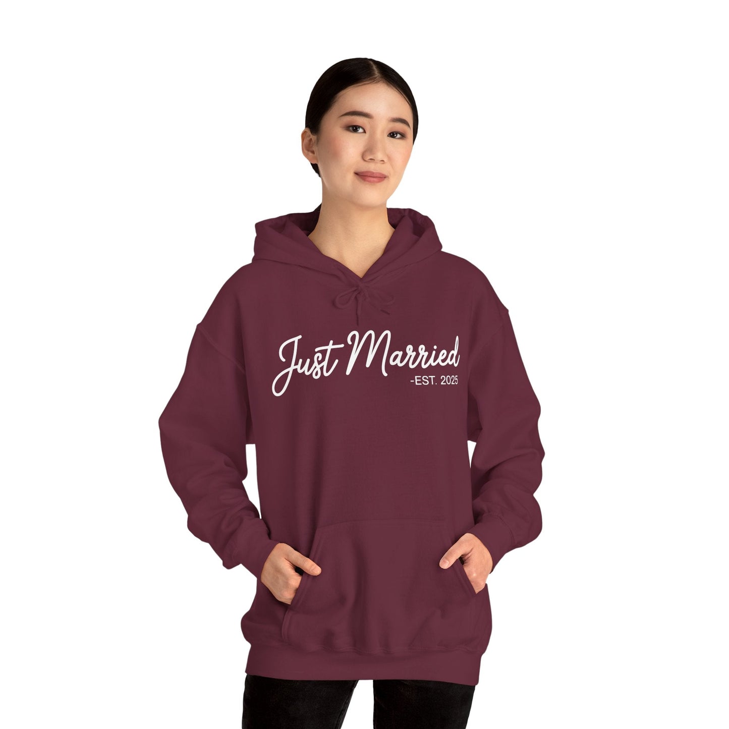 Just Married 2025 Honeymoon Wedding Couples Fiancee Hoodie