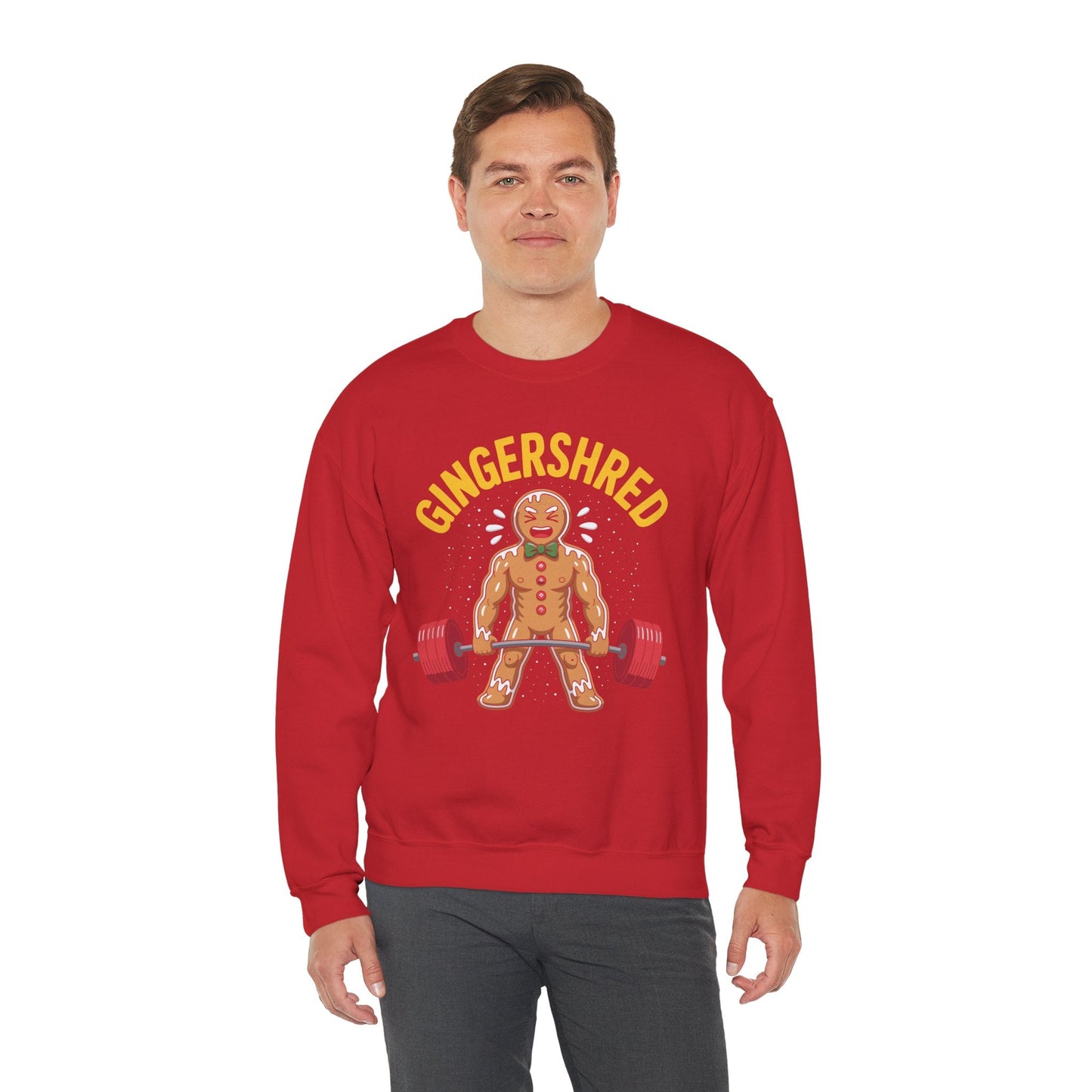Funny Gingershred Gingerbread Man Gym Bodybuilding Christmas Sweatshirt