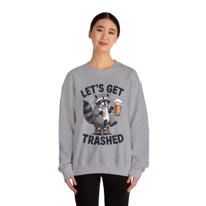 Funny Let's Get Trashed Raccoon Meme Humor Beer Drinking Sweatshirt