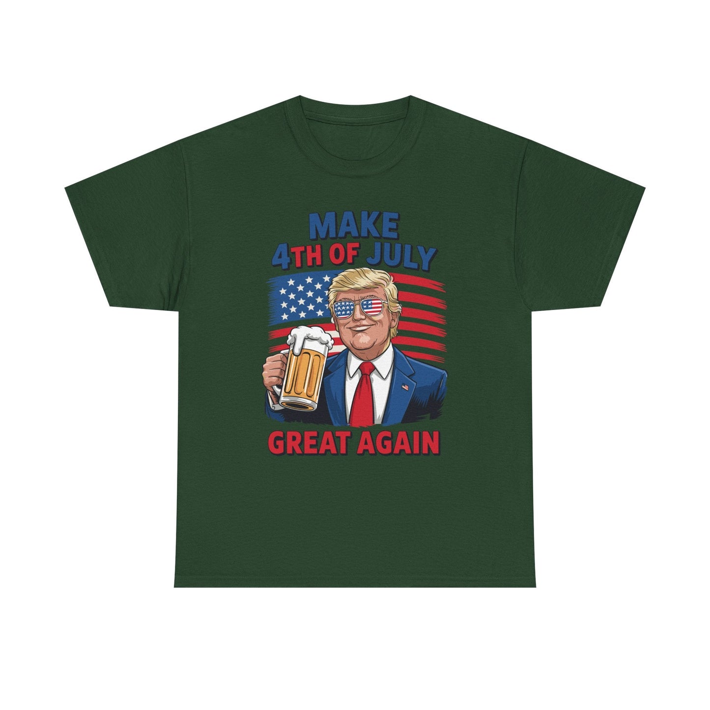 Funny Trump Make 4th Of July Great Again Drinking Beer T-Shirt