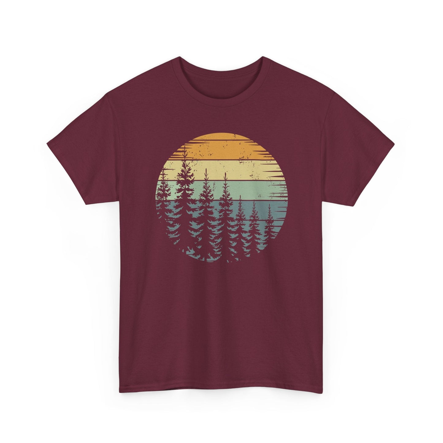 Retro Forest Trees Outdoors Nature Vintage Graphic T-Shirt