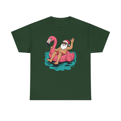 Santa Flamingo Floatie Funny Christmas In July Summer Xmas T-Shirt