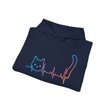 Heartbeat Cat Lover Animal Silhouette Cute Cat Hoodie
