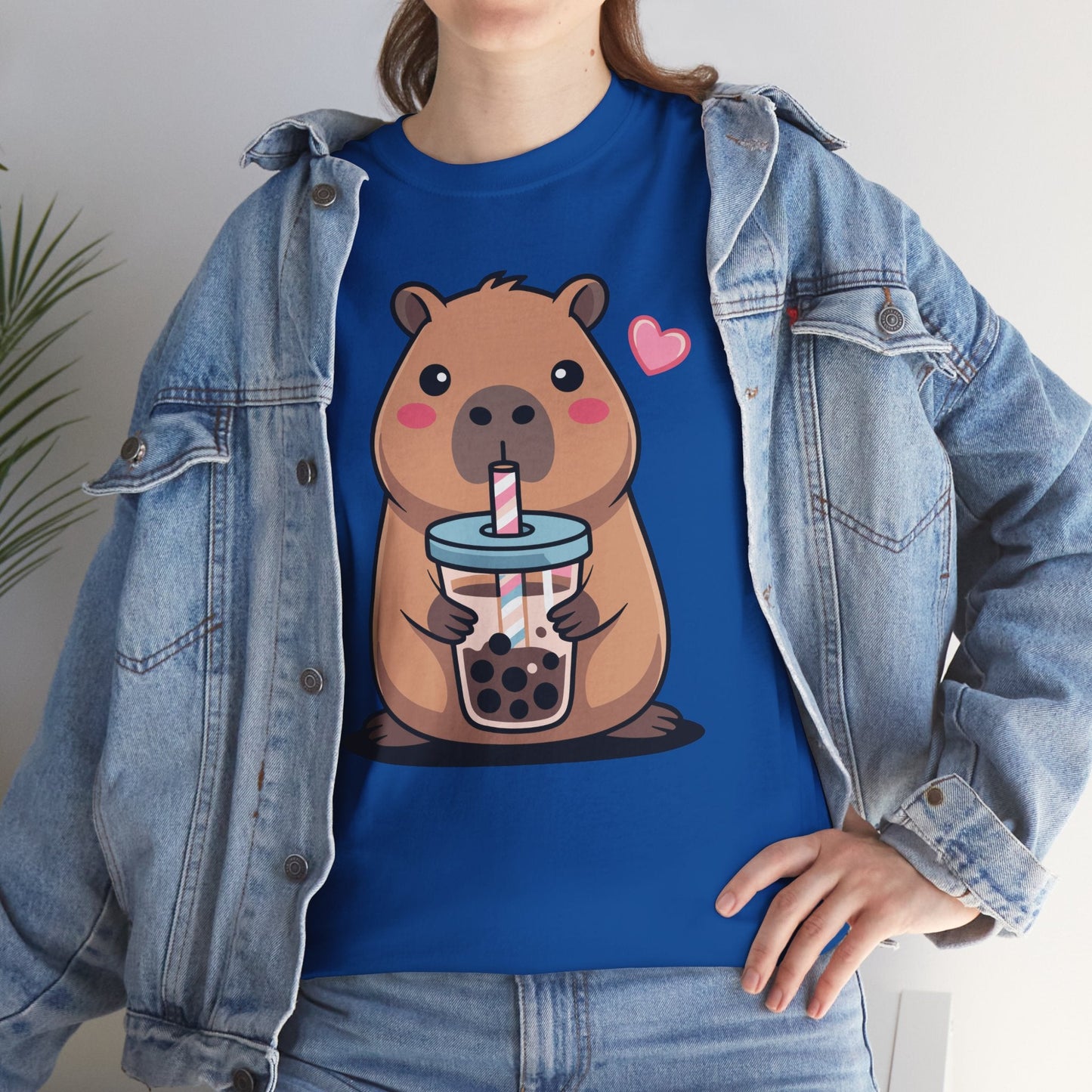 Cute Capybara Kawaii Anime Drinking Bubble Tea Lover Girls T-Shirt