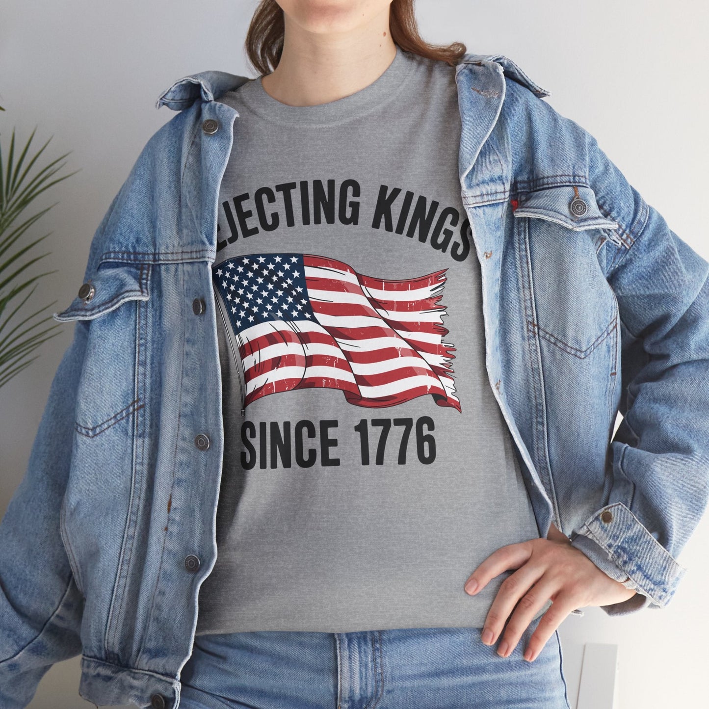 Rejecting Kings Since 1776 Patriotic USA Flag 4th Of July T-Shirt