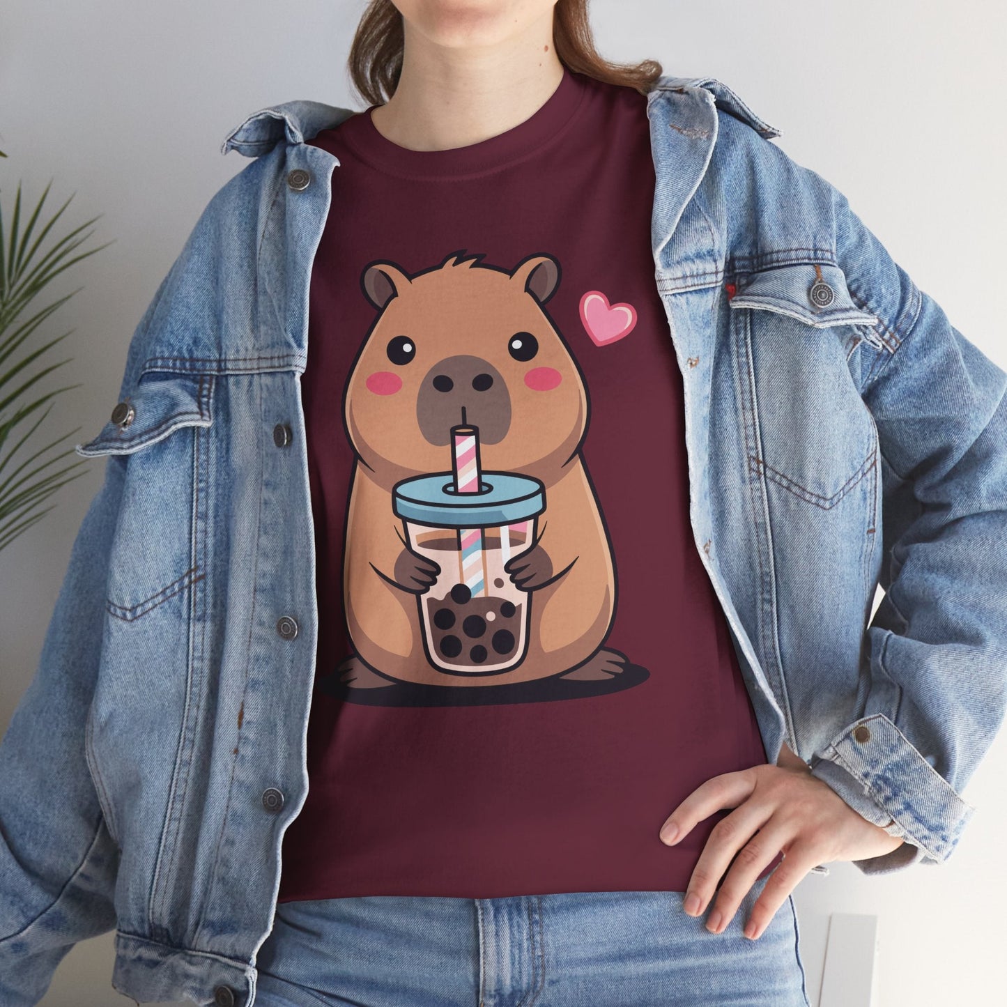 Cute Capybara Kawaii Anime Drinking Bubble Tea Lover Girls T-Shirt
