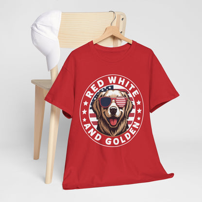 Red White Golden Retriever American Flag 4th of July Gift T-Shirt