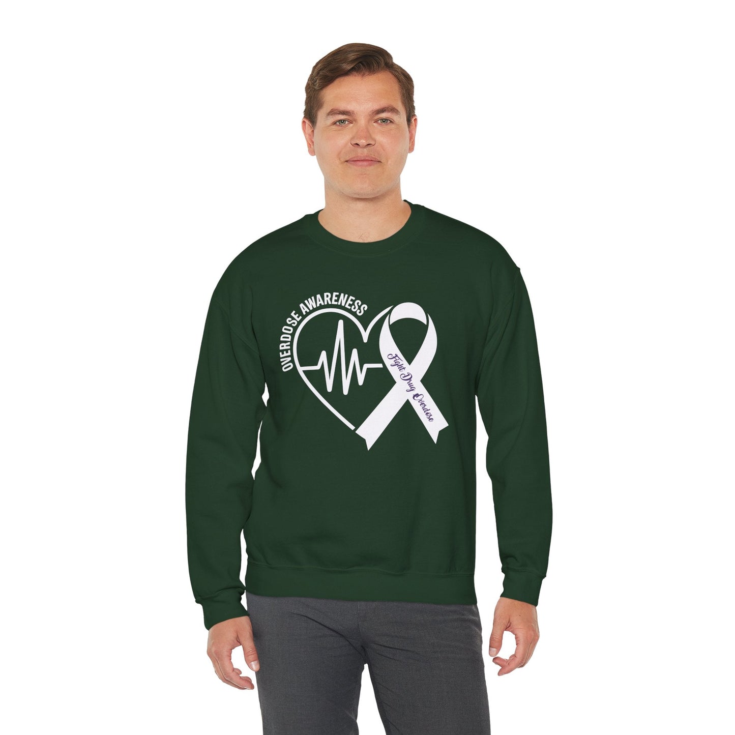 Overdose Awareness Month Heart Purple Ribbon Support Sweatshirt