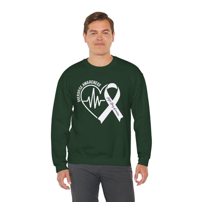 Overdose Awareness Month Heart Purple Ribbon Support Sweatshirt