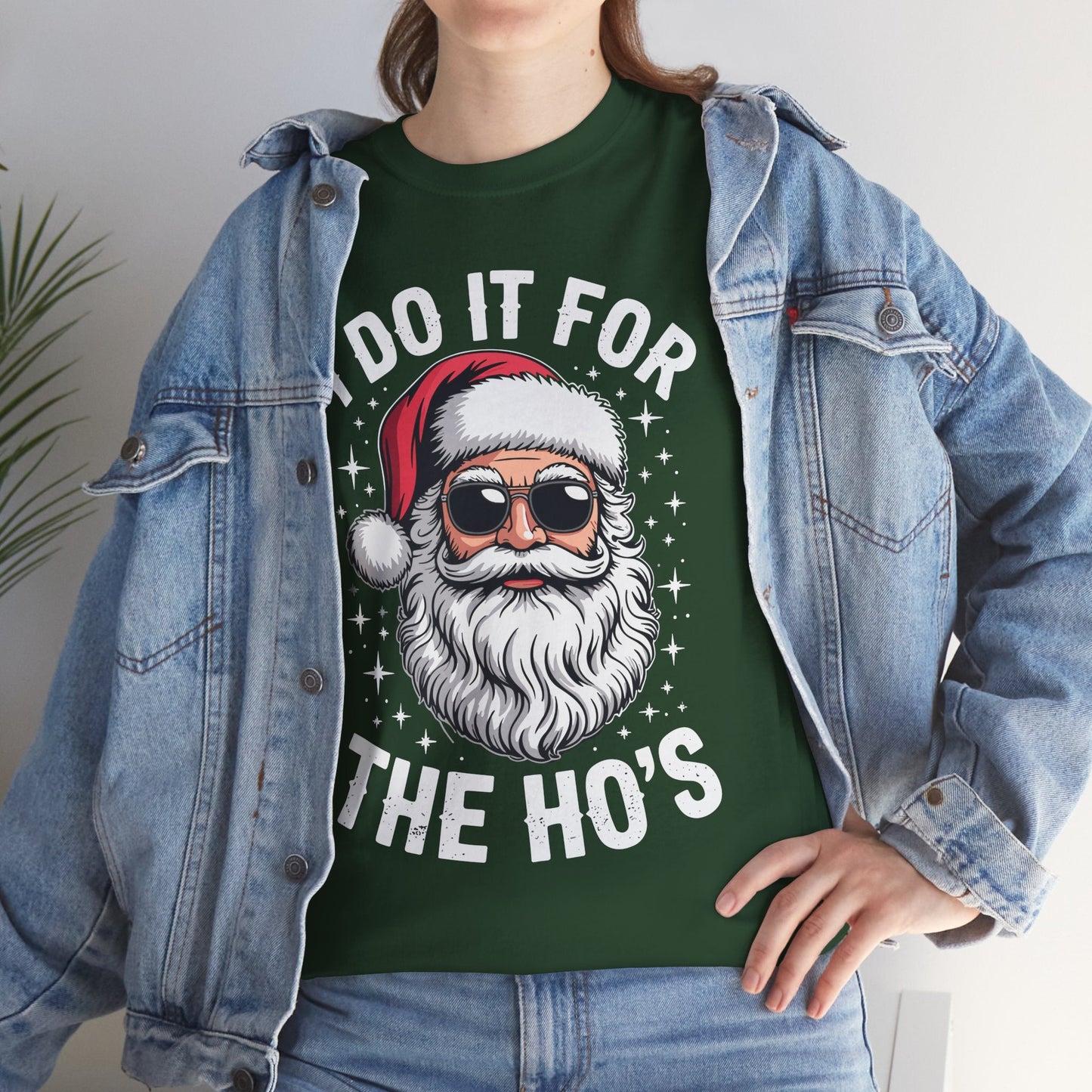 I Do It For The Ho's Funny Inappropriate Christmas Santa T-Shirt
