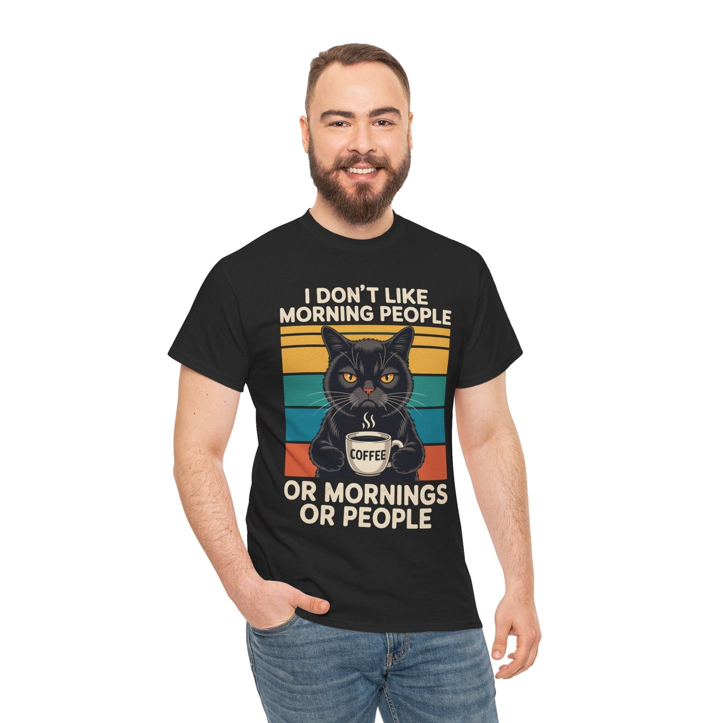 I Hate Morning People And Mornings And People Coffee Cat T-Shirt
