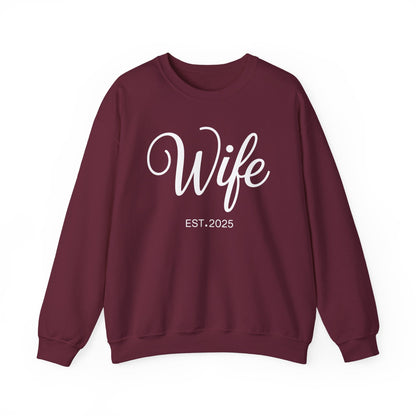 Wife Est 2025 Just Married Honeymoon Wedding Couples Sweatshirt