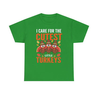 Care For Little Turkeys Nurse Fall Thanksgiving Scrub Top T-Shirt