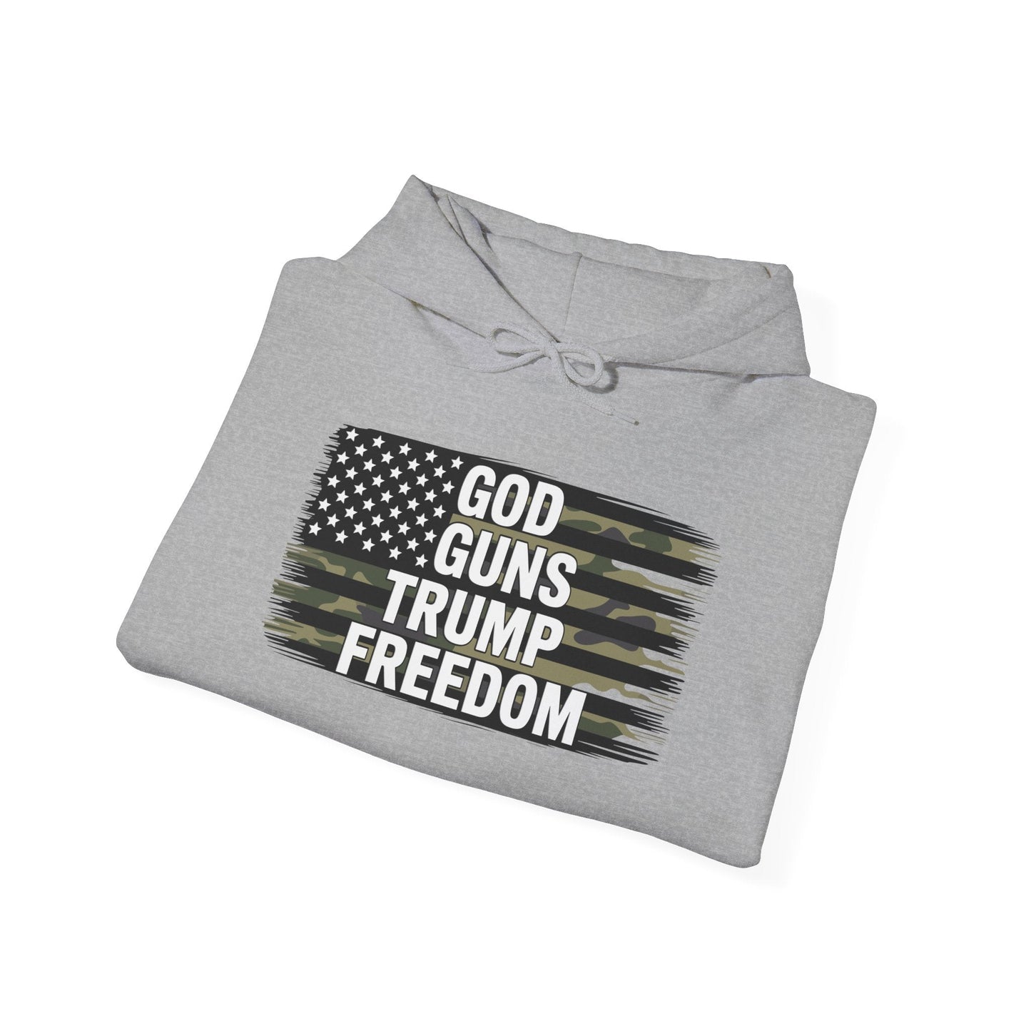 God Guns Trump Freedom Funny Camouflage Pro Gun USA Flag Hoodie