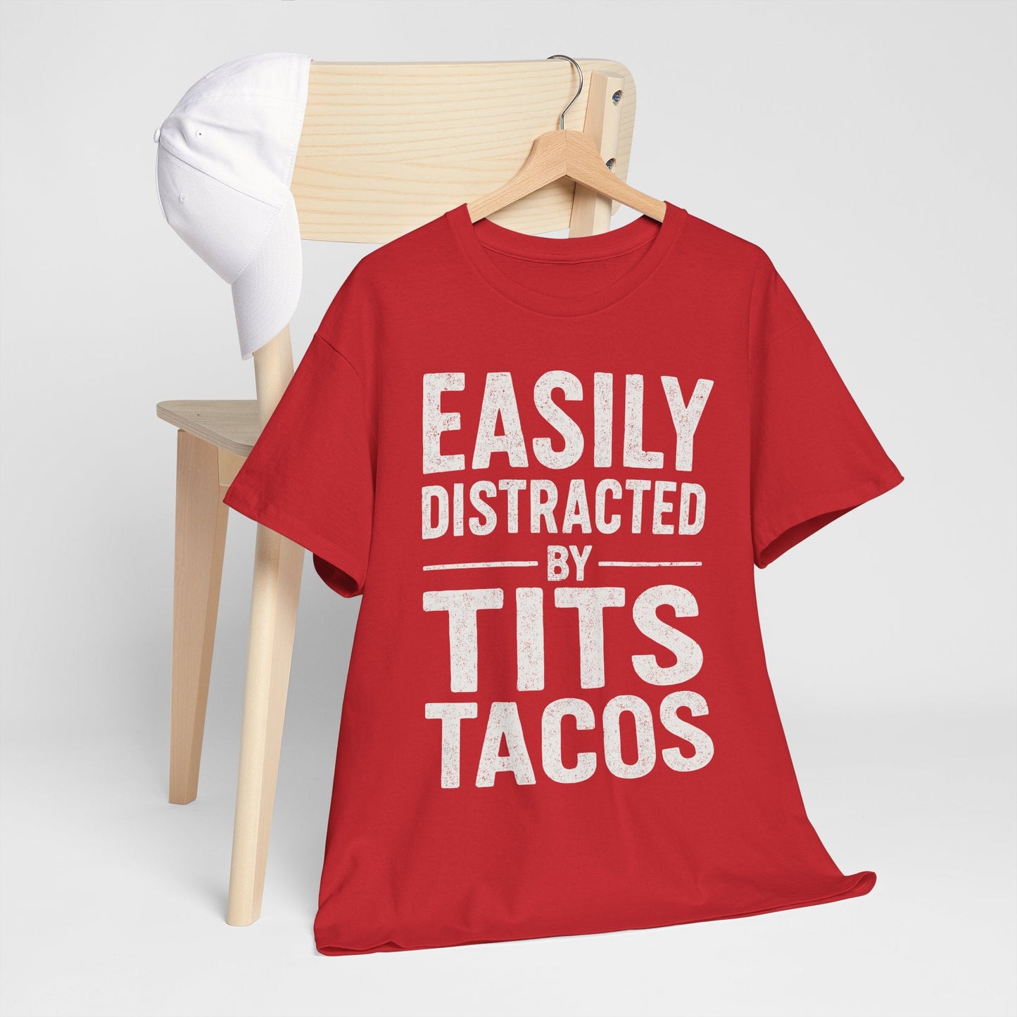Men's Easily Distracted By Tits and Tacos Adult Humor Gift T-Shirt