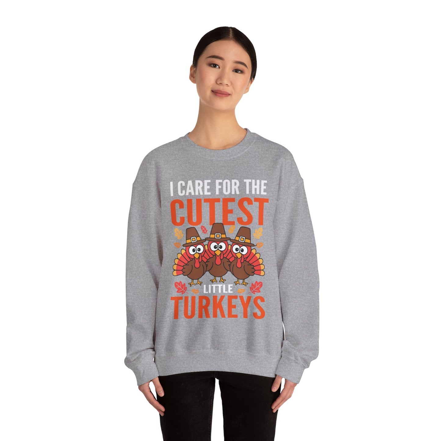 Care For Little Turkeys Nurse Fall Thanksgiving Scrub Top Sweatshirt