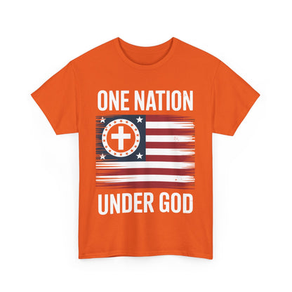 One Nation Under God Flag 4th Of July Patriotic Christian T-Shirt