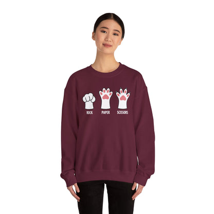 Funny  Introvert Cat Animal Rescue Rock Paper Scissors Cute Paw Cat Sweatshirt