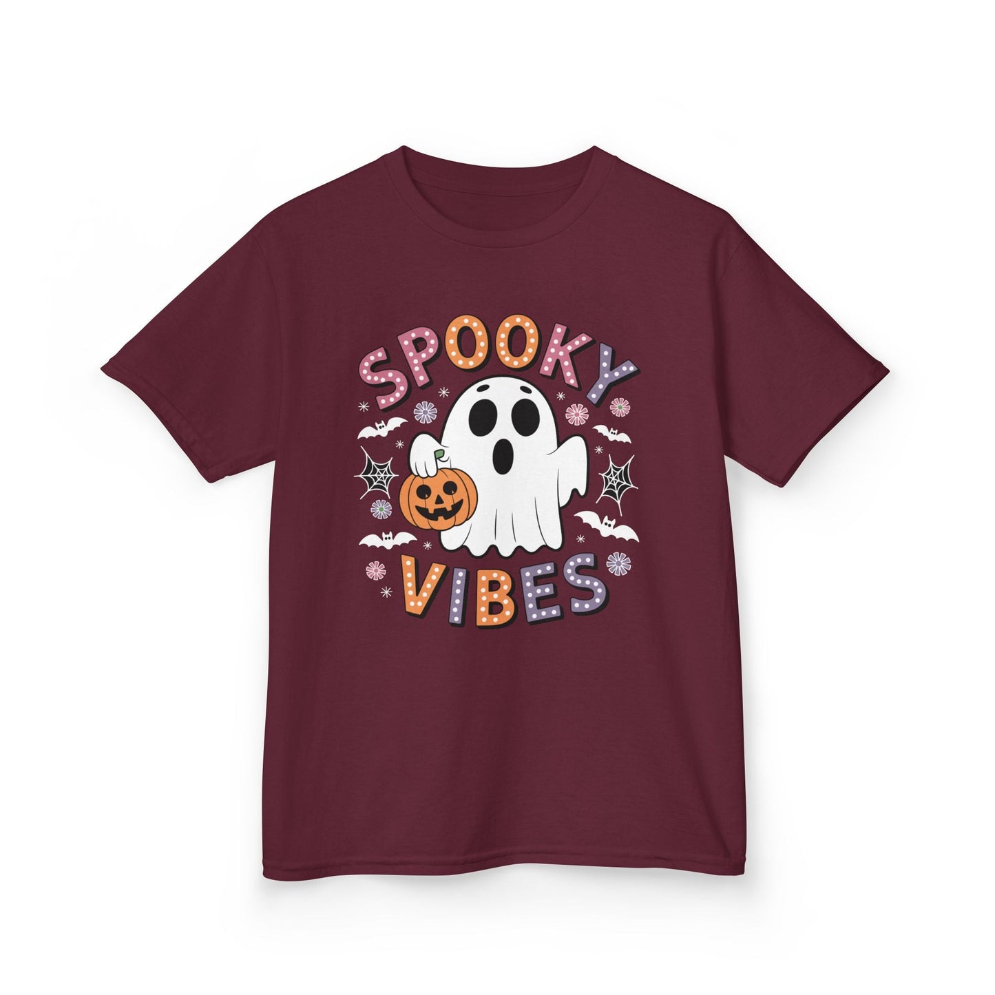 Spooky Vibes Ghost Retro Groovy Halloween Kids T-Shirt