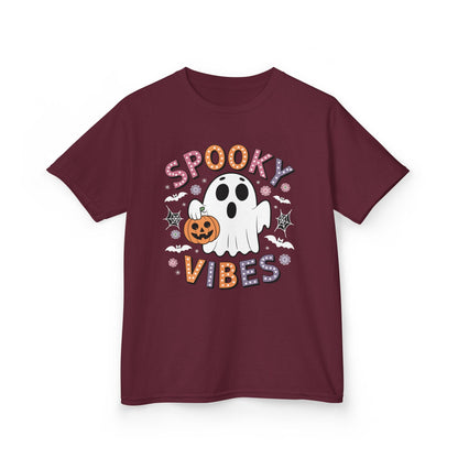 Spooky Vibes Ghost Retro Groovy Halloween Kids T-Shirt