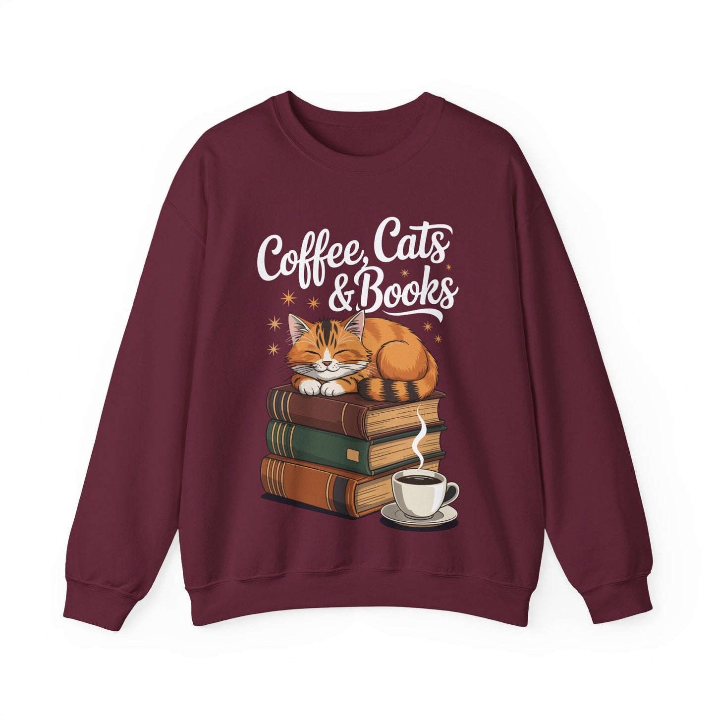 Coffee Cats & Books Lover, For Women & Girls, Funny Coffee Sweatshirt