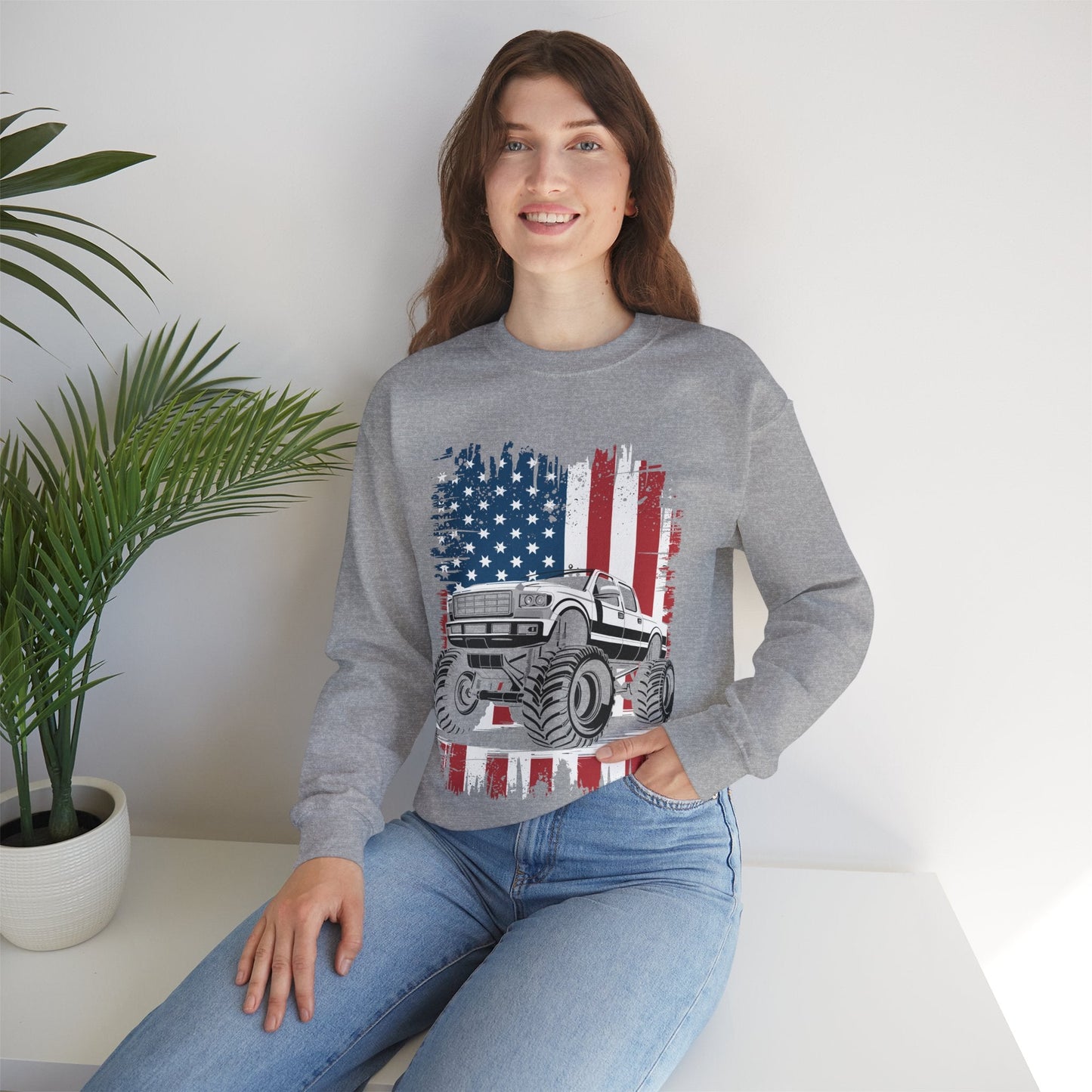 Monster Truck USA Flag American Sweatshirt