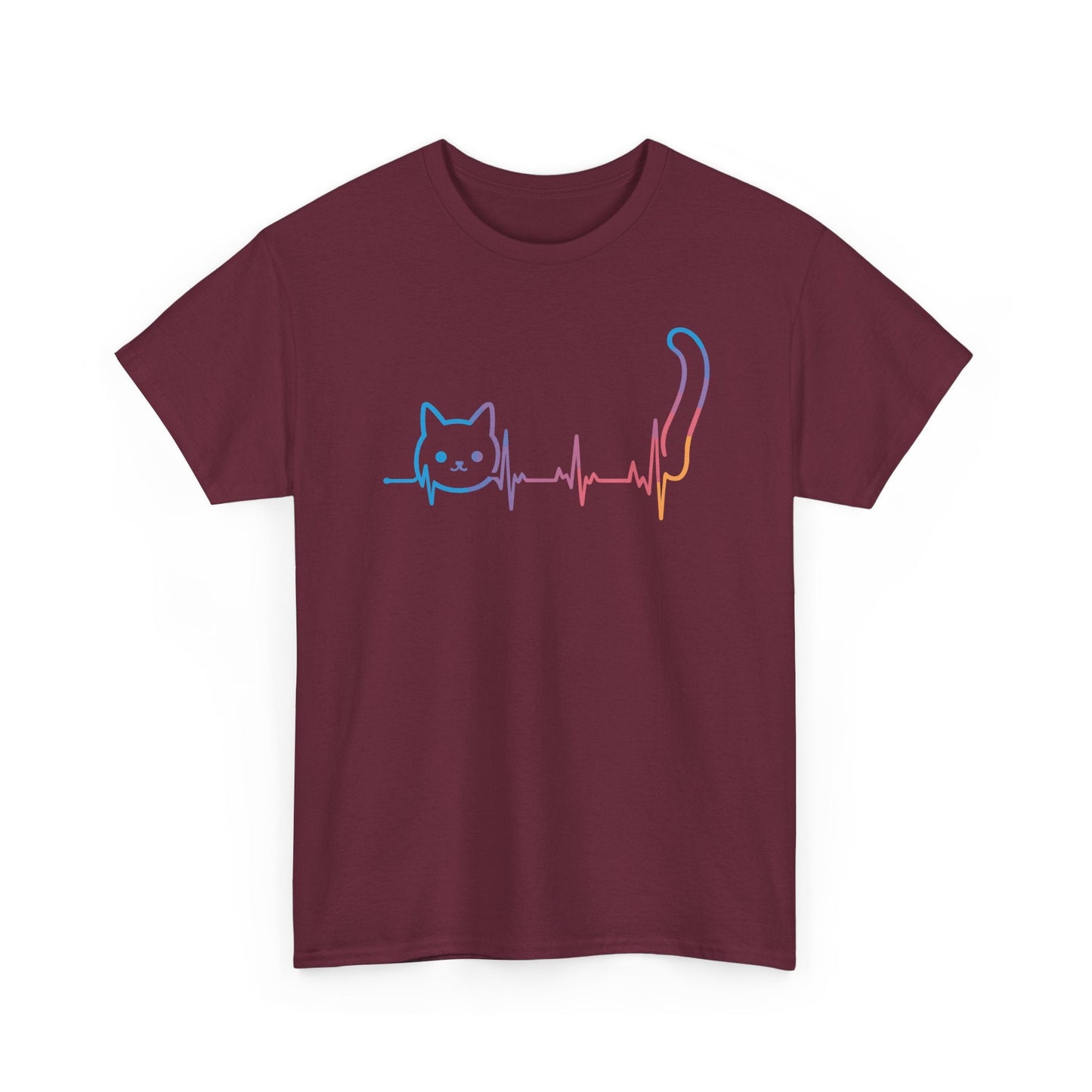 Heartbeat Cat Lover Animal Silhouette Cute Cat T-Shirt