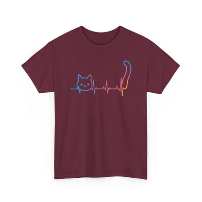 Heartbeat Cat Lover Animal Silhouette Cute Cat T-Shirt