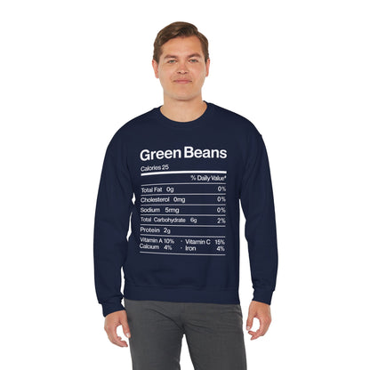 Green Beans Nutrition Facts Funny Thanksgiving Christmas Sweatshirt