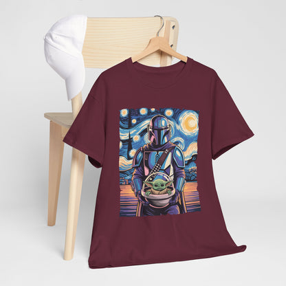 Star Wars The Mandalorian & The Child Starry Night Style T-Shirt