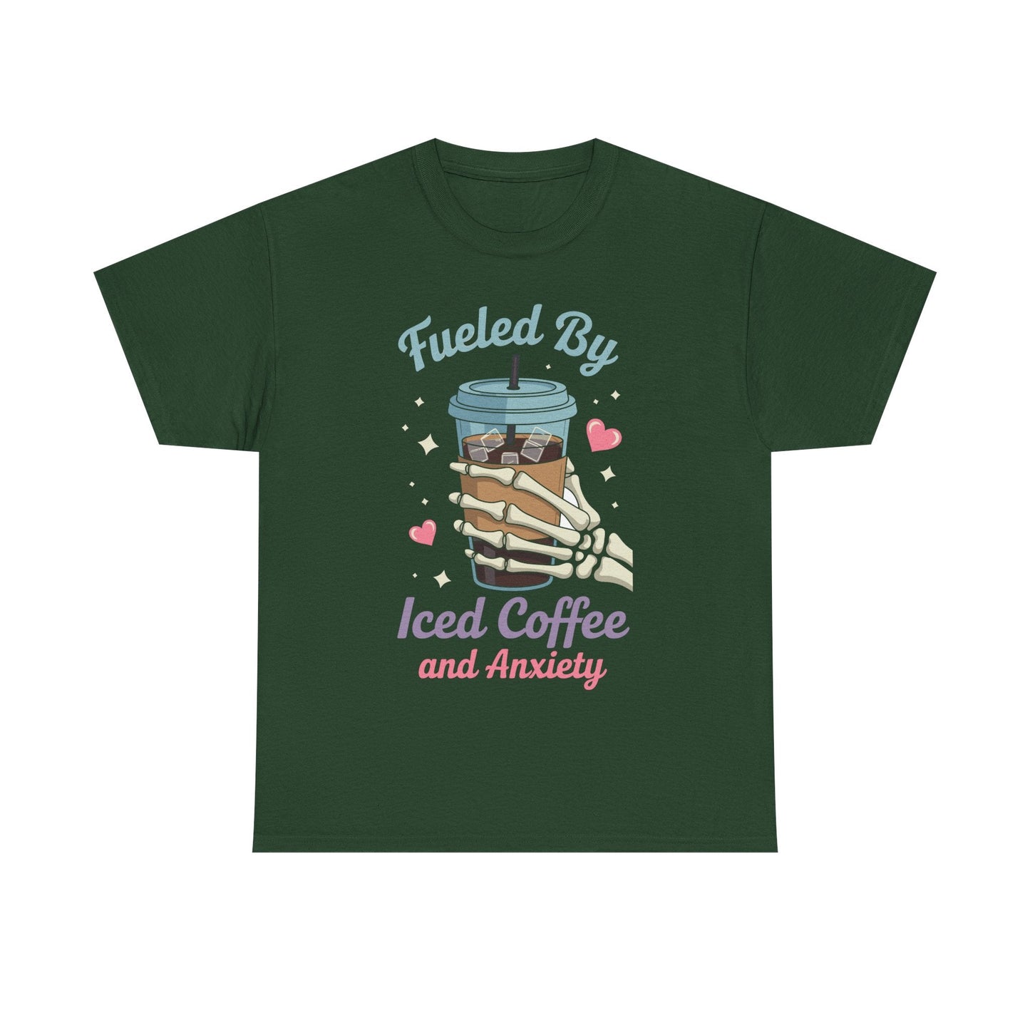 Fueled by Iced Coffee and Anxiety Funny Coffee Lover T-Shirt