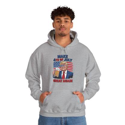 Funny Trump Make 4th Of July Great Again Drinking Beer Hoodie