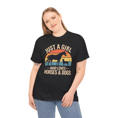 Just A Girl Who Loves Horses and Dogs Women Girls T-Shirt
